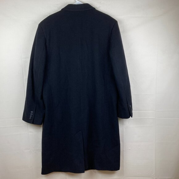 Michael Kors Mens 46R Black 80% Wool Nylon Trench Dress Over Coat Button Down - Picture 7 of 7